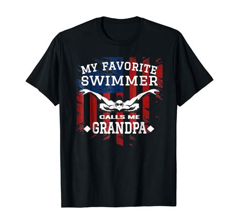 Swim Grandpa T Shirt Funny Us American Flag Swimmer T