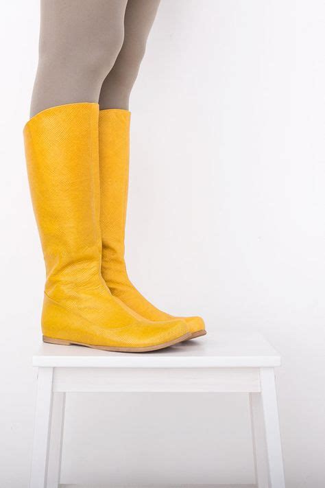 Yellow Boots Flat And Wide For Women Adikilav On Sale 20 Yellow