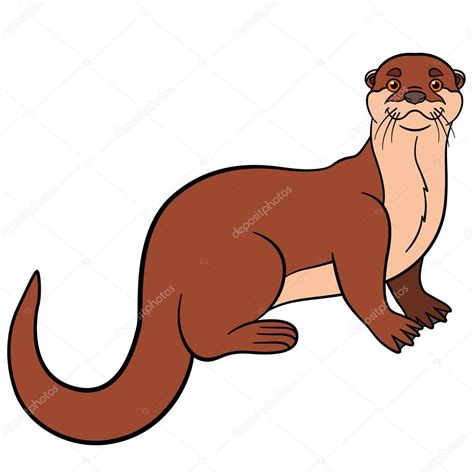 Cartoon Animals Little Cute Otter Smiles Stock Vector Image By ©ya