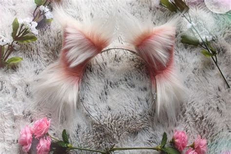 White Cat Ears Headband Etsy