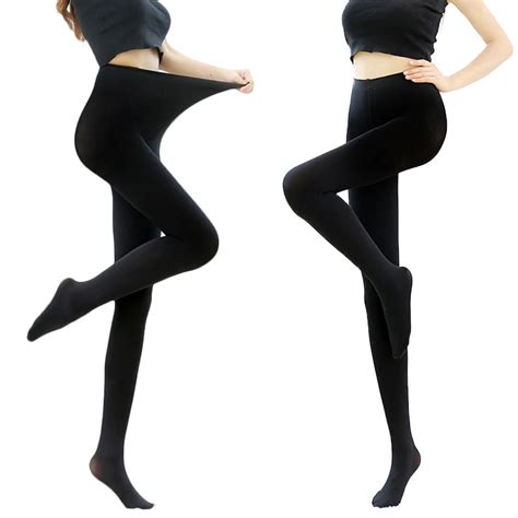 buy super elastic velvet women thin tights full step on foot winter warmer leg