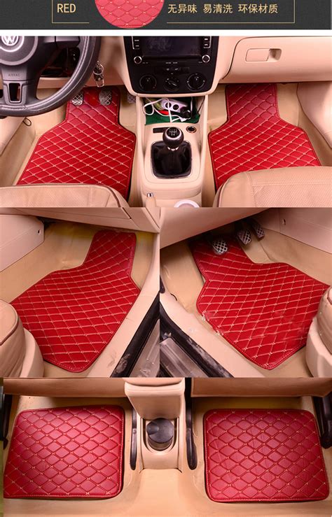 4pcs Set Front Rear Car Floor Mats Pu Leather Carpet All Weather