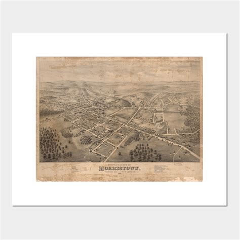 Vintage Pictorial Map Of Morristown Nj 1876 Morristown Map