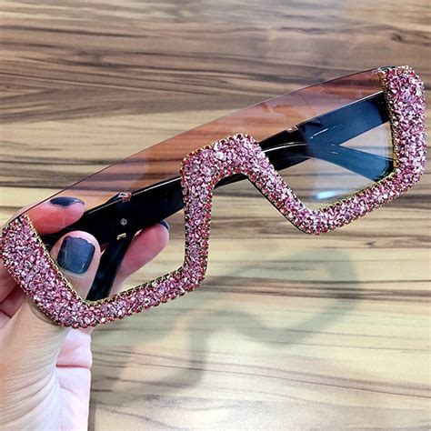 New 2022 Square Sun Glasses Luxury Bling Rhinestone Party Fancy Eyeglasses For Women Sunglasses