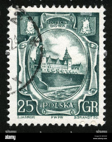 Poland Post Mark Stamp Post Stamp Town Castle Stock Photo Alamy
