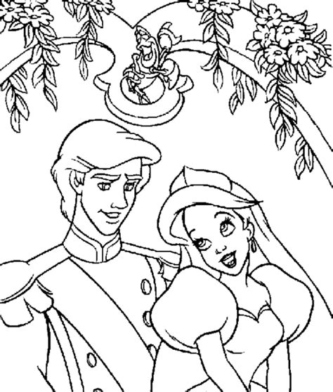 ariel and prince eric coloring pages to download and print for free