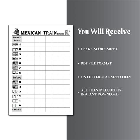 Mexican Train Dominoes Score Sheet Mexican Train Game Score Sheet