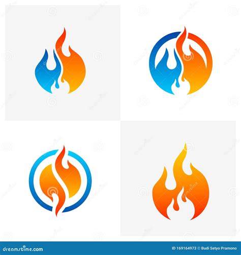 Set Of Fire Logo Vector Flame Logo Design Template Icon Symbol