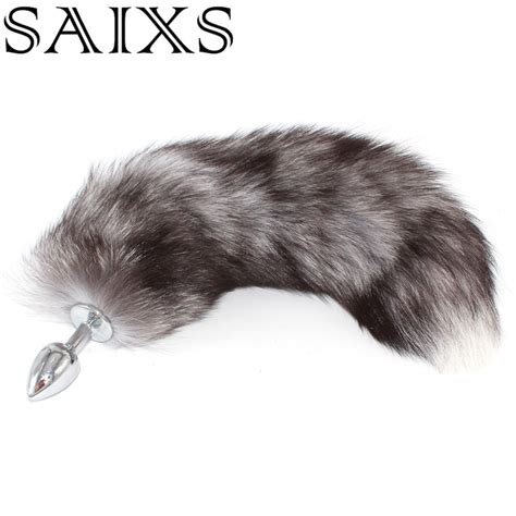 Fox Tails Anal Plug Anal Sex Toys Big Real Silver Fox Tails Metal Butt