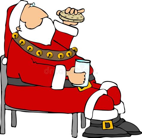 Santa Eating A Cookie And Milk Stock Illustration Illustration Of
