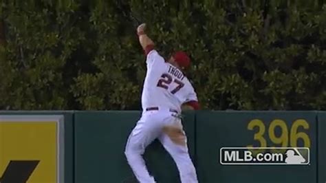 Mike Trout Skies Way Above The Wall To Rob A Home Run With Superhuman Ease