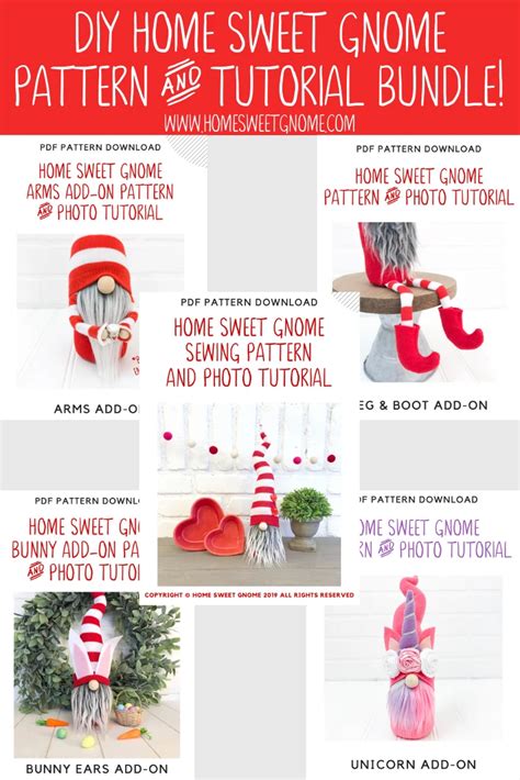 DIY Home Sweet Gnome Pattern Tutorial BUNDLE Diy Gnomes Gnomes