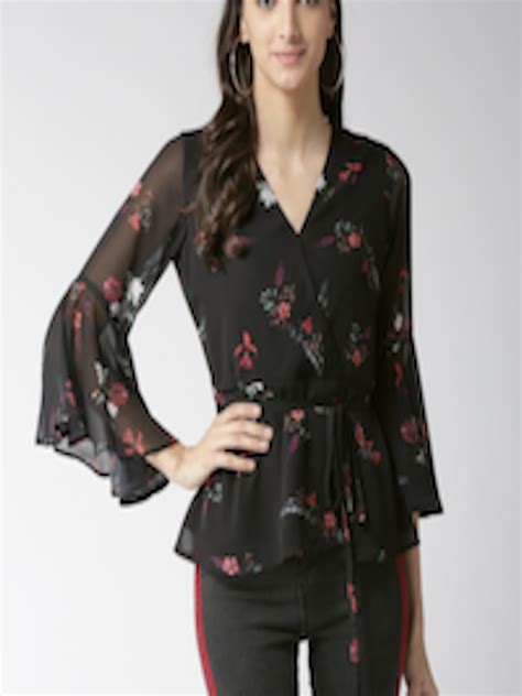 Buy 20dresses Women Black Floral Print Peplum Top Tops For Women