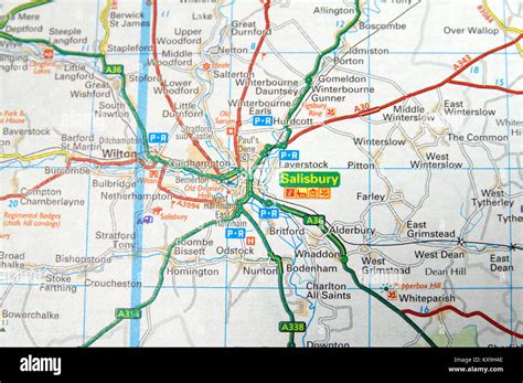 Road Map Of Salisbury England Stock Photo Alamy