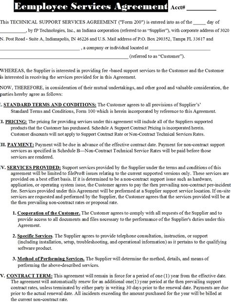Employment Agreement Template Excel Word Templates Word Template