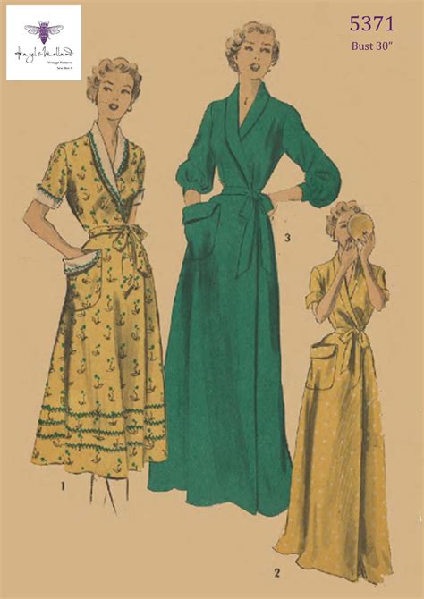 Vintage 1950s Vintage Sewing Pattern Womens Dressing Etsy Vintage