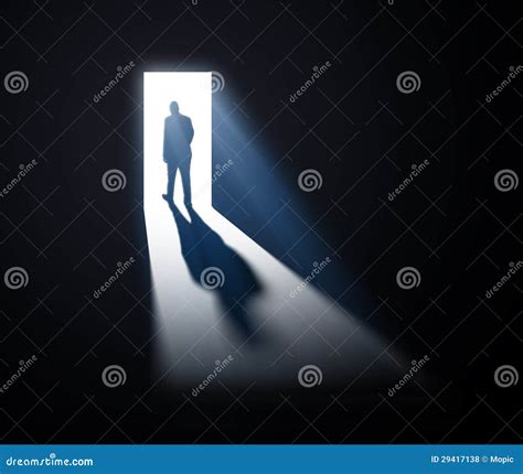 Man Walking Out Into Light Stock Illustration Illustration Of Journey