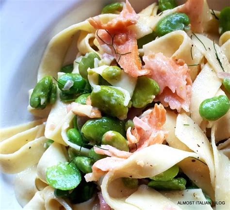 Tagliatelle with Broad Beans and Smoked Salmon - ALMOST ITALIAN | Bean ...