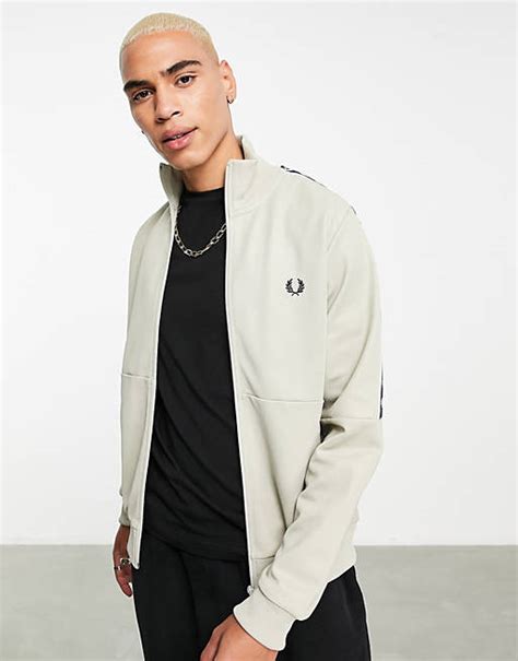 Fred Perry Panelled Taped Track Jacket In Grey Asos