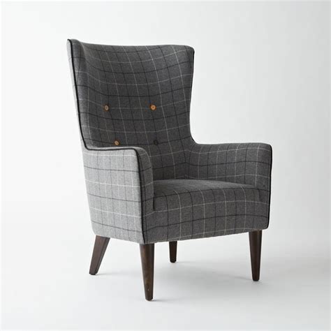Two (2) accent arm chairs, assembly required. Victor Chair, Buttoned, Window Pane Plaid - Contemporary ...