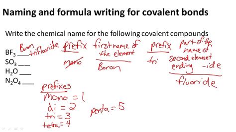 Naming And Formula Writing For Covalent Bonds Youtube