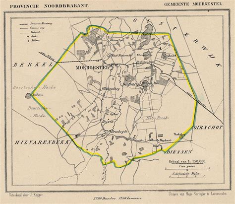 Gemeente Moergestel An Antique Map Communityplan Of Noord Brabant By