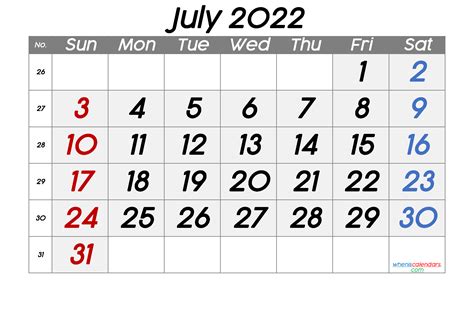 July 2022 Calendar Printable Printable Calendar 2021
