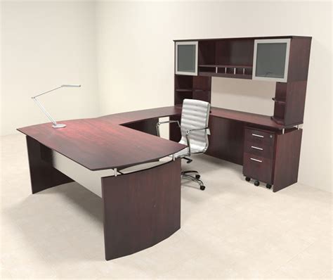 5pc Modern Contemporary U Shaped Executive Office Desk Set Mt Med U5