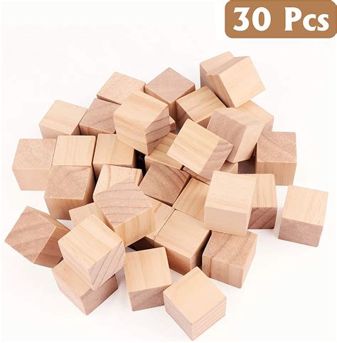 Kurtzy Wooden Cubes 30 Pcs Wood Cubes 3 X 3 Cm Natural Unfinished