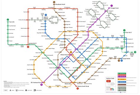 Singapore is connected to jb by just one causeway bridge and is easily accessible by bus or train. Singapore MRT Train Network Map