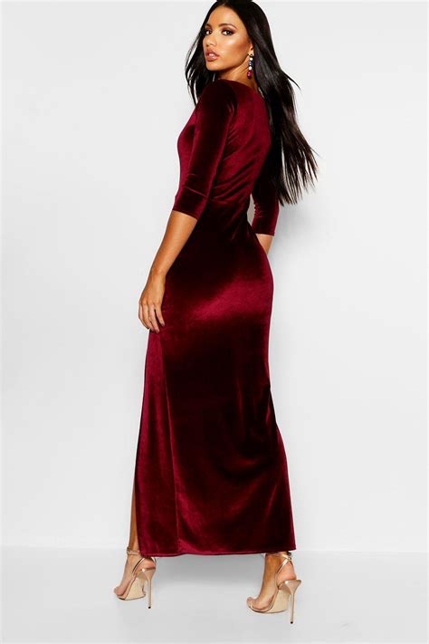 Boohoo Womens Kelly Velvet Long Sleeve Maxi Dress Ebay