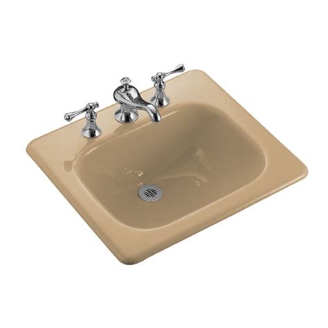 Kohler Tahoe Brown Cast Iron Drop In Rectangular Bathroom Sink With