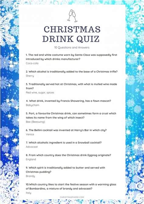 Christmas Drinks Quiz 10 Questions And Answers