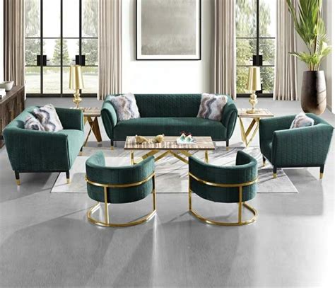 Luxury Hotel Lobby Seating Furniture Green Velvet Sofa Set China