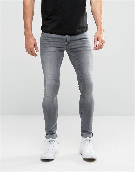 Asos Extreme Super Skinny Jeans In Light Gray Gray Super Skinny