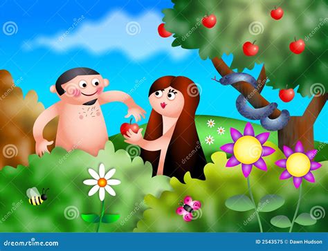 Adam And Eve In The Garden Of Eden Royalty Free Illustration