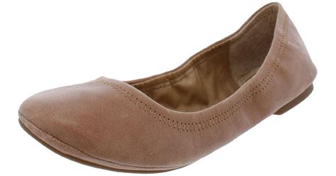 Lucky Brand Emmie Leather Round Toe Ballet Flats In Brown Lyst