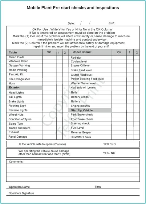 Cdl Pre Trip Inspection Checklist Form Form Resume Examples Bpv55nlv1z