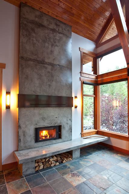 Mountain Modern Home Fireplace Renovation Rustic Living Room