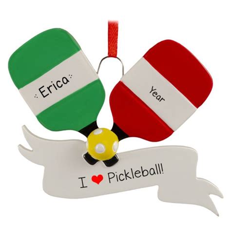 Personalized I Love Pickleball 2 Paddles Ornament Personalized