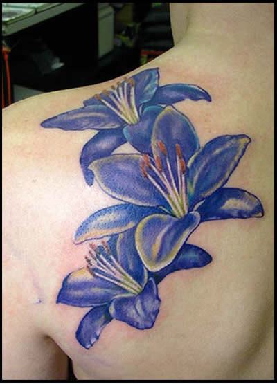 Body Painting Art Gallery And Tattoos Blue Lily Flowers Tattoos