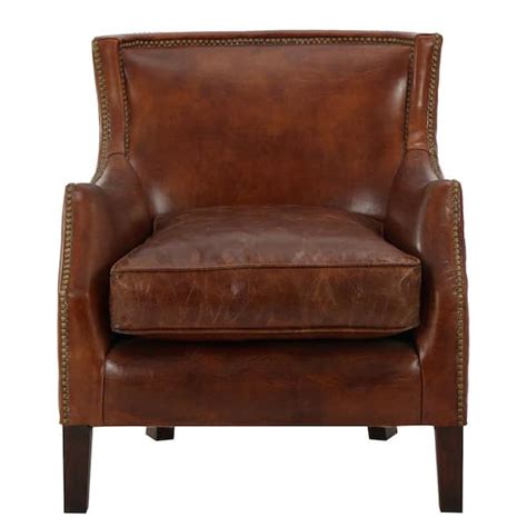 Noble House Njord Vintage Light Brown Leather Vintage Club Chair 7238