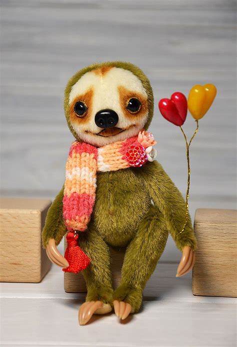 Artist Doll Sloth Plush Sloth Stuffed Sloth Toy Blythe Etsy Handmade Teddy Bears Mother