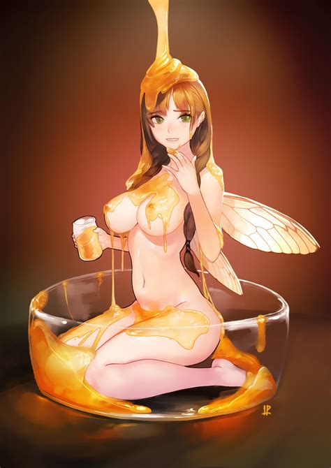 Rule 34 1girls Artist Request Bee Girl Green Eyes Honey Insect Girl Insect Wings Nipples Nude