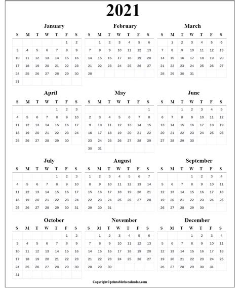 Monday 25th october 2021 to friday 29th october 2021. Blank Calendar 2021 | Printable The Calendar