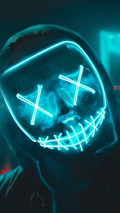 Purge Led Mask Neon People Hd Phone Wallpaper Peakpx