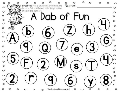 A Dab Of Learning Bingo Dabber Alphabet And Number Recognition Activities
