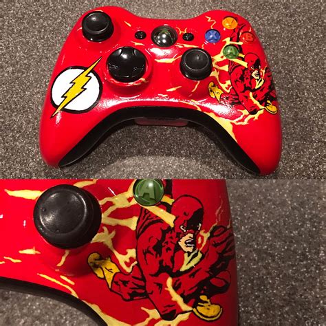 The Flash Themed Xbox 360 Controller Hand Painted Algumas Coisas