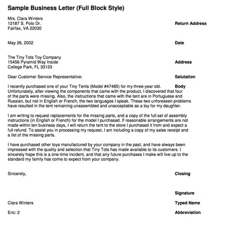 The Writing Center  Writing Business Letters  Guides