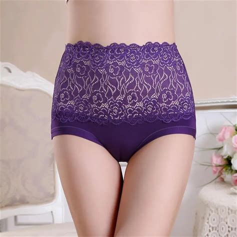 2017 women high waist modal lace underwear solid color sexy brief lace triangle panties intimate